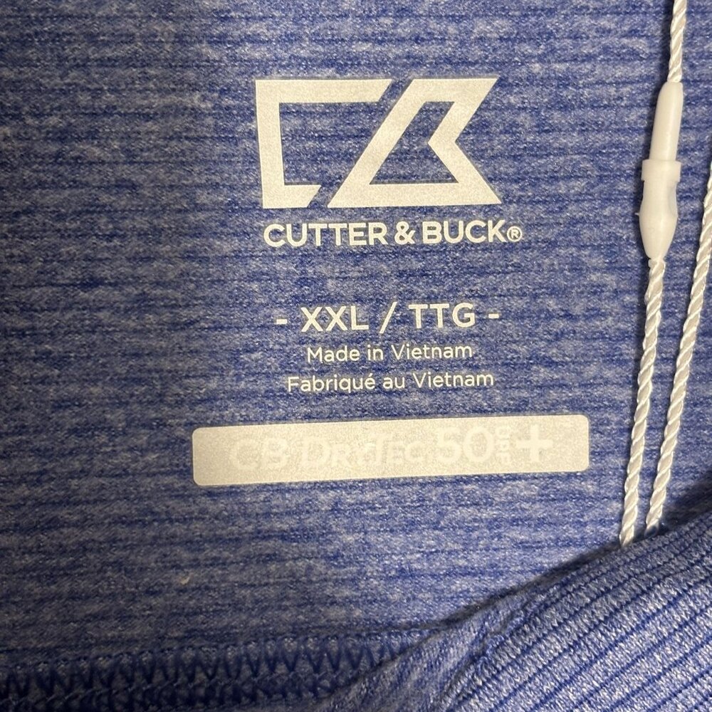 Cutter & Buck Mens XXL Blue 1/4 Zip Pullover CB DryTec 50+ Moisture-Wicking - Picture 2 of 13